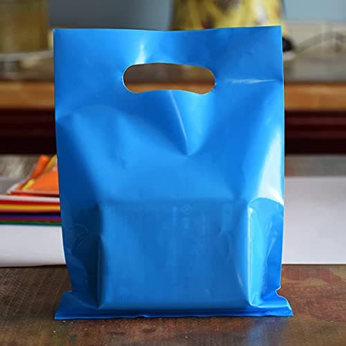 VieFantaisie Plastic Party Favor Small Gift Bags, 100 PCS 6" x 8" Goodie Bags for Kids, Candy Treat Pouches Bulk with Handle for Kids' Birthday Party, Thanksgiving, Christmas, Halloween, 10 Colors — view 5
