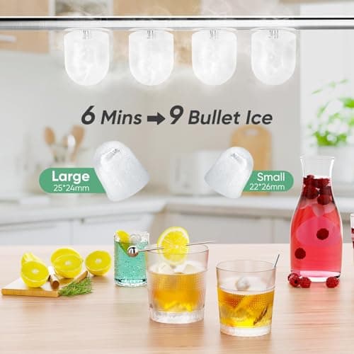 DUMOS Countertop Ice Maker with Handle, 26lbs/24H Portable Ice Machine — view 4