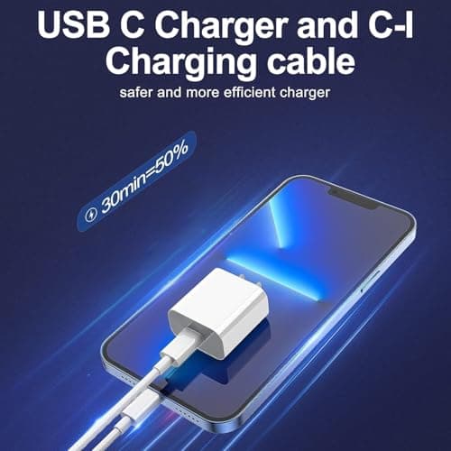 iPhone Charger Fast Charging 2 Pack Type C Wall Charger Block with 2 Pack [6FT&10FT] Long USB C to Lightning Cable for iPhone 14/13/12/12 Pro Max/11/Xs Max/XR/X,AirPods Pro — view 2