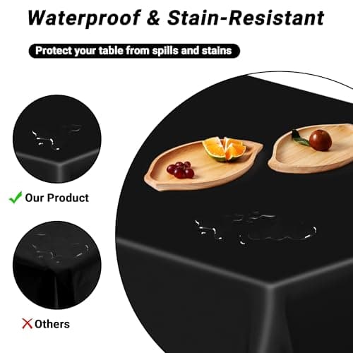 QZYL 4 PCS Picnic Table Cover with Bench Covers, Black Plastic Table Cloths, 54 X 108 in Disposable Waterproof Rectangle Table Covers for Camping Birthdays Weddings Parties Christmas — view 2