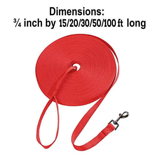 Hi Kiss Dog/Puppy Obedience Recall Training Agility Lead - 15ft 20ft 30ft 50ft 100ft Training Leash - Great for Training, Play, Camping, or Backyard (30 Feet, Red) — view 3