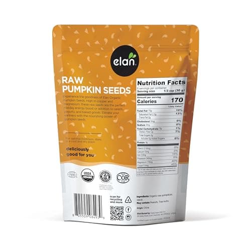 ELAN Organic Pumpkin Seeds, Non-GMO, Vegan, Gluten-Free, Kosher, 185g