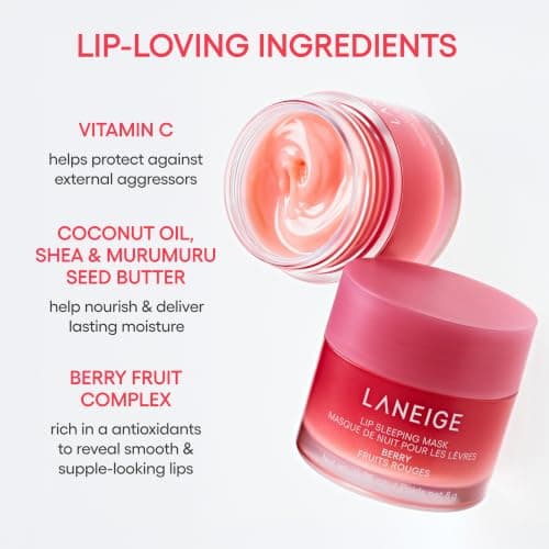 LANEIGE Lip Sleeping Mask: Hydrating & Nourishing Korean Overnight Lip Treatment Mask with Shea Butter, Vitamin C & Murumuru, Antioxidants For Flaky, Dry Lips | Korean Skin Care, Berry — view 5