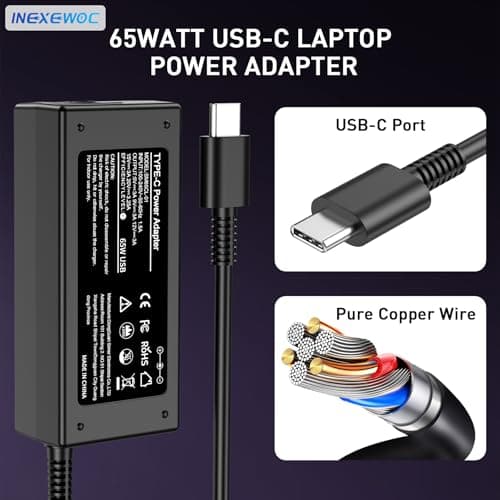 INEXEWOC Universal 65W USB C Laptop Charger Compatible with Lenovo,HP, Dell, Acer, Asus, Samsung, Google and More, for Office, School, and Family — view 4