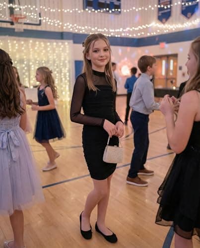 Noubeau Girls Long Sleeve Ruched Bodycon Dress Teen Tweens Formal Party Homecoming School Dance Short Fitted Dresses, Black, 14 Years — view 2