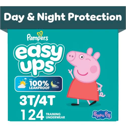 Pampers Easy Ups Training Underwear Peppa Pig Size 5 3T-4T, 124 Count (Packaging May Vary)