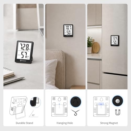 DOQAUS Digital Hygrometer Indoor Thermometer Humidity Meter Room Thermometer with 5s Fast Refresh Accurate Temperature Humidity Monitor for Home, Bedroom, Baby Room, Office, Greenhouse, Cellar (Black) — view 4