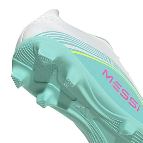 adidas Unisex-Kids F50 Messi Club Firm Ground/Multi Ground J, White/Lucid Pink/Flash Aqua, 13 — view 6