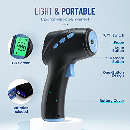 Forehead Thermometer for Adults and Kids, Digital Infrared Thermometer with Fever Alarm, Fast Accurate Results, Easy to use — view 3