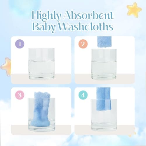 UNIMADE Baby Washcloths, 20 Pack Microfiber Coral Fleece Wash Cloths, Extra Absorbent Baby Towels for Newborns, Infants and Toddlers, Gentle on Sensitive Skin for Face and Body - 7" × 9", Blue&Grey — view 3