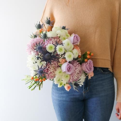 Callia Flowers - Soft Pastel Fresh Flower Bouquet - (Standard) - Hand-Tied Fresh Cut with Vase, Fresh Flowers Delivery for Birthday, Sympathy, Get Well -Floral Arrangements with Local Delivery — view 5