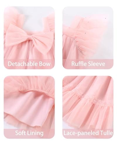 DeeFant Toddler Dress Pink 5T Dresses for Girls Summer Kids Tulle Tutu Wedding Birthday Girl Outfits Sundress Holiday — view 4