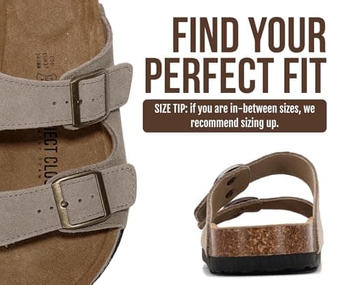 Project Cloud 100% Genuine Leather Flat Sandals For Women 2026 Cork Footbed Womens Sandals with Memory Foam and arch support Vacation Essentials Slides for Women Footwear (Venita, taupsu, 8) — view 6