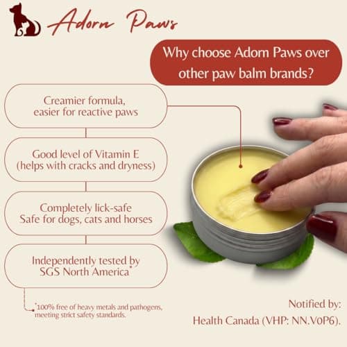 Natural Dog Paw & Nose Balm for Soft Paws | Paw Wax Lick-Safe & Lab-Tested | Protection for Dry, Cracked Paws and Nose | 2026 Formula | 1.76oz | AdornPaws — view 3