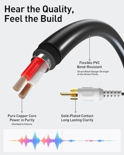 VCE 3.5mm Female to 2 RCA Splitter Male Stereo Audio Y Cable 2-Pack, Gold Plated Adapter Compatible for TV,Smartphones, MP3, Tablets, Speakers,Home Theater (39 inch) — view 2