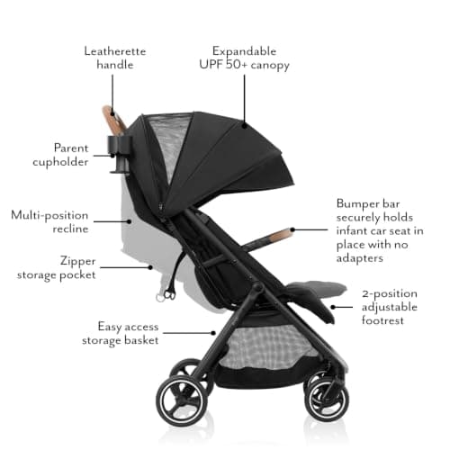 Evenflo Otto+ Travel System w/LiteMax Infant Car Seat, Light Weight, One Hand Gravity Fold (Chia Black)