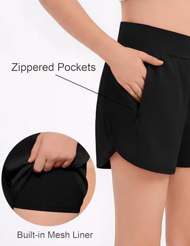 Girls Athletic Shorts Crossover High Waisted Running Shorts with Liner — view 3