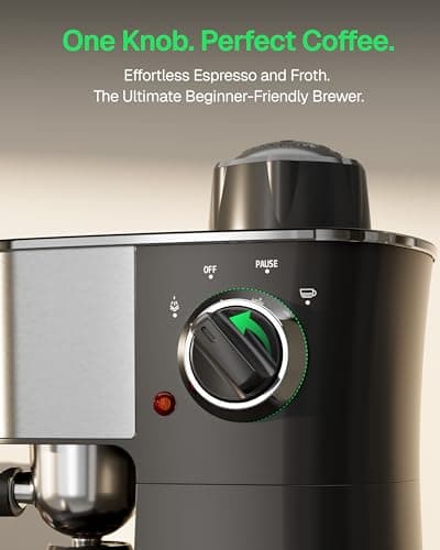 HBN Espresso Machine, 3.5Bar Cappuccino & Latte Maker, 2-4 Cup Stainless Steel Coffee Machine with Milk Frother, 800W Espresso Machine Maker with Steamer, Compact Coffee Maker for Home and Office — view 2