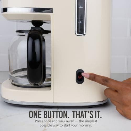 Nostalgia Classic Retro 10 Cup Coffee Maker - One-Touch Drip Brew, Reusable Filter - Anti-Drip, Auto Shutoff, & Time Display - Dishwasher Safe 50 oz Carafe - Cream — view 3