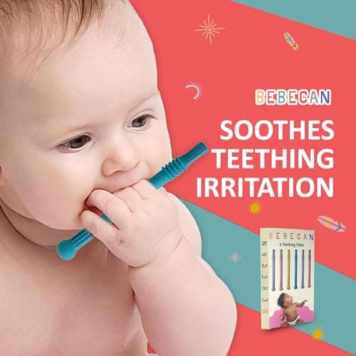 BEBECAN Teething Toys for Babies, Baby Teething Relief, 6 Vibrant Colors, Super Soft Silicone Jouet Dentition Bebe, Perfect Baby Gifts Baby Boy Gifts — view 5