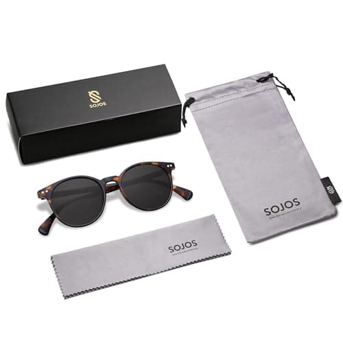 SOJOS Small Round Classic Polarized Sunglasses for Women Men Vintage Style — view 6