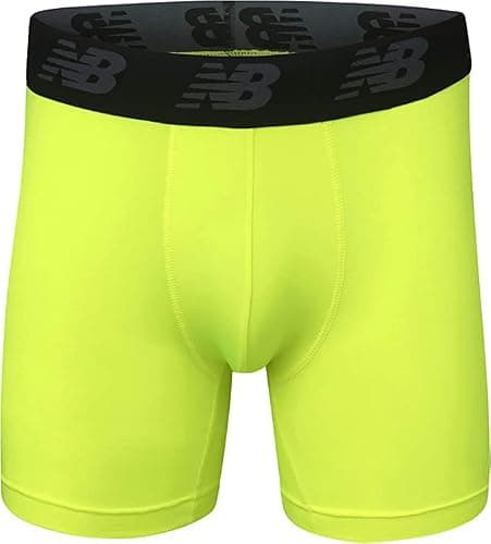 New Balance Men's Standard 5" Performance No Fly Boxer Brief (4 Pack), Black/Hi-lite/Team Royal/Lead, Medium
