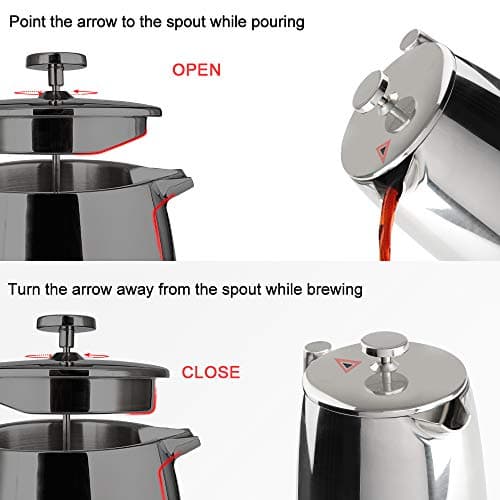Secura French Press Coffee Maker, 50-Ounce, 304 Stainless Steel Insulated Coffee Press with Extra Screen — view 2