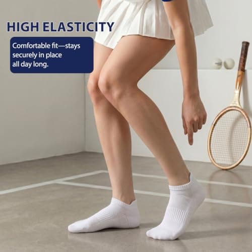 VoJoPi Ankle Socks for Women Cushioned Cotton Athletic Running Sock 6 Pack — view 2