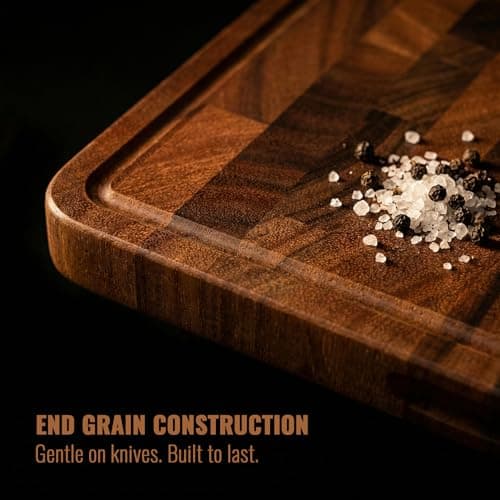 Babilonia Walnut Cutting Board, Professional and Heavy Duty Non Toxic Wood Chopping Board, Wooden Charcuterie Boards & Butcher Block with Handles (Oil Bottle Included) — view 5