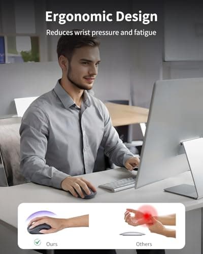 WL300 Bluetooth Mouse Silent Wireless Mice, Quiet Click, Cordless Computer Mouse with 6 Buttons, Sculpted Grip, Adjustable DPI for Laptop, PC, Mac, 18-Month Battery Life for Work or Travel ( Grey) — view 5