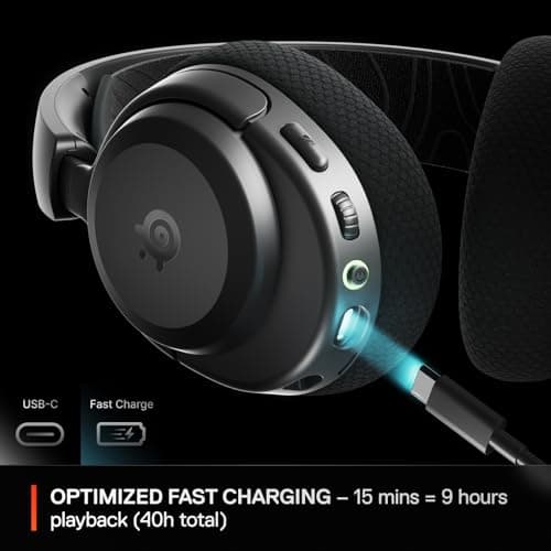 SteelSeries Arctis Nova 3P Wireless Multi-Platform Gaming Headset — Mobile App Control — 40 HR Battery — Neodymium Magnetic Drivers — 2.4GHz/Bluetooth — PS5, PS4, PC, Switch, Mobile — Black — view 3