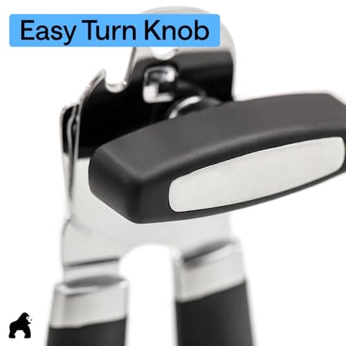 GORILLA GRIP Heavy Duty Stainless Steel Smooth Edge Manual Can Opener and Bottle Openers, US Designed, Comfortable Handle, Oversized Handheld Turn Knob, Multifunctional Kitchen Tool, Black — view 8