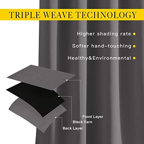 NICETOWN Gray Blackout Curtains for Bedroom 84 inches Long - Thermal Drapes Grommet Room Darkening Light Blocking Curtains Window Treatments for Living Room (2 Panels, W52 x L84, Grey) — view 3