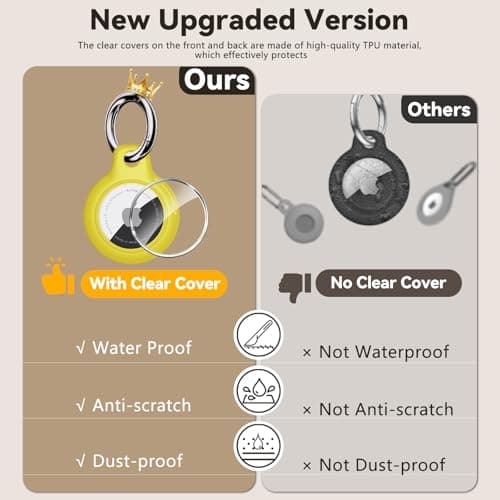 Inesore IPX8 Waterproof for Airtag Holder, Compatible with Apple Air Tags Keychain (with Lock),Anti-Scratch and Shock Case for Dog,Car Key,Luggage (Yellow)
