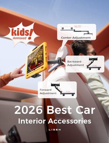 LISEN for iPad Holder Car Tablet Mount, Road Trip Essentials Toddler Kids Travel Gifts, Car Accessories for Women Interior Organizer Mens Truck 3in1 Tablet Holder for Car Camping Back Seat Headrest — view 5