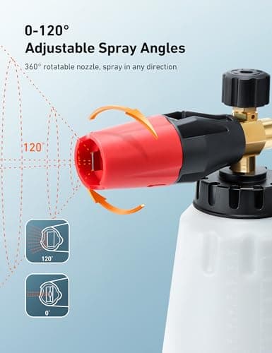 AstroAI Foam Cannon, Heavy Duty Car Foam Blaster Wide Neck Adjustable Snow Foam Lance and Thick Foam for Pressure Washer 1/4" Quick Connector （1L Bottle Without 5 Nozzles） — view 3