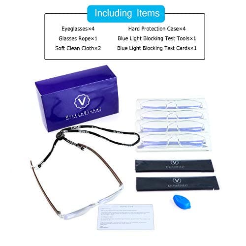 LifeArt Blue Light Blocking Reading Glasses, 4-Pack Men’s and Women’s Rectangular Frame, Anti-Reflective Lenses, +2.00 Magnification — view 7