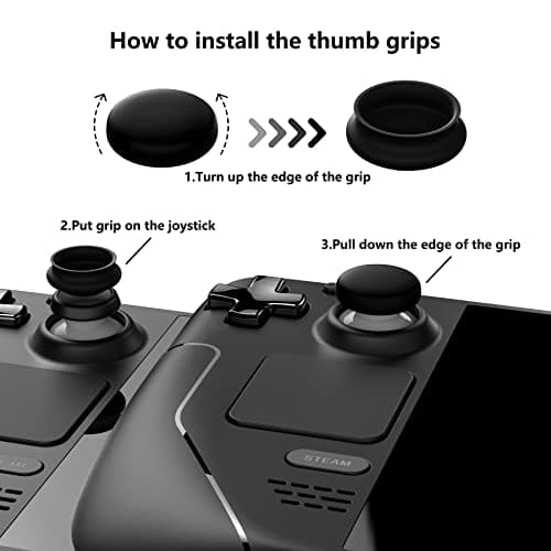 PlayVital Thumb Grip Caps for Steam Deck LCD & OLED, Silicone Thumbsticks Grips Joystick Caps for Steam Deck Accessories - Diamond Grain & Crack Bomb Design Cool Gray — view 2