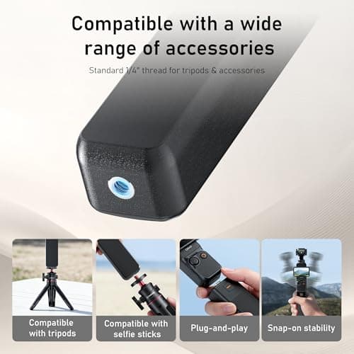 CYNOVA Osmo Pocket 4 Battery Handle for DJI Osmo Pocket 4 Accessories, Pocket 4 Battery Grips Compatible with DJI Pocket 3/Xtra Muse, 5000mAh 22.5W Fast Charging Power and Reserved 1/4”Thread — view 5