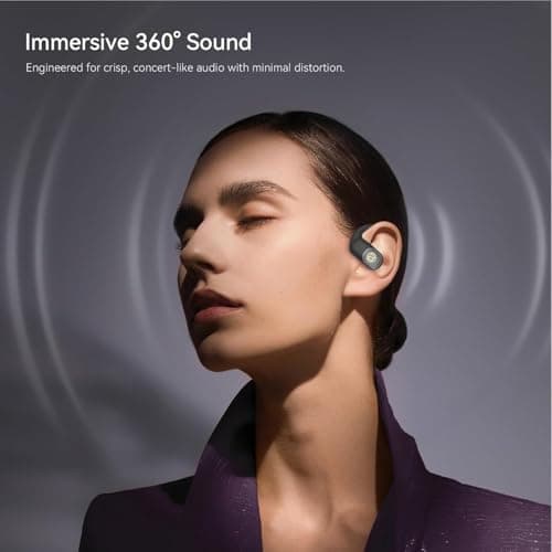 Open Ear Earbuds, Open Ear Headphones, Running Earbuds Wireless, Headphones Bluetooth Wireless 5.4, Noise Cancelling Earbuds 75H Playtime, IPX5 Waterproof Earphones for Workout, Running, Sport — view 3