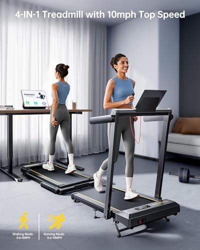 TOPUTURE Walking Pad Treadmill with 12% Incline and Handle Bar, 4 in 1 Folding Treadmill for Home/Office, Under Desk Treadmills Portable Walking Pad with App & Bluetooth Speaker, 0.6-10MPH — view 2