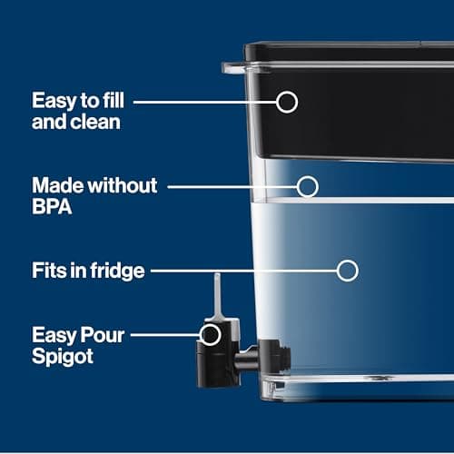 Brita Extra Large 27 Cup Filtered Water Dispenser with 1 Brita Elite Filter, Made Without BPA, UltraMax, Black — view 6