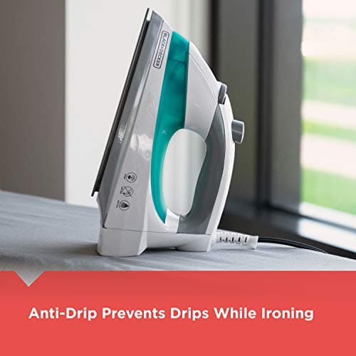 Black+Decker Lightweight Steam Iron for Clothing, Smart Steam Techology, Anti-Drip, Teal, 1200W, IR0820C — view 4