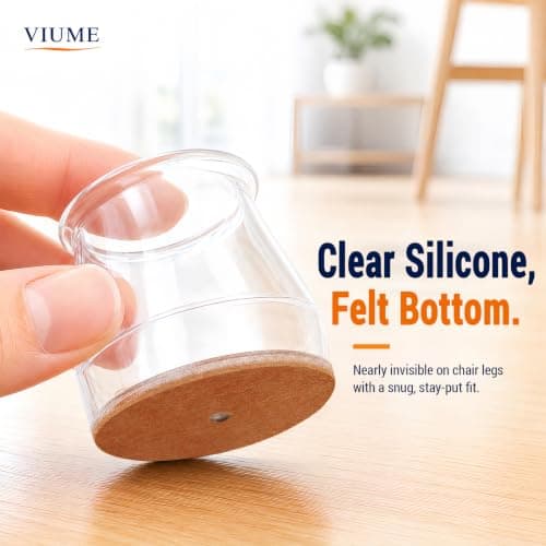 32 Pcs Chair Leg Floor Protectors for Hardwood Floors Silicone Covers to Protect Wood Tile Floors Felt Pads Furniture Leg Caps Anti-Scratch Reduce Noise (Fit:1.3"-2") — view 5