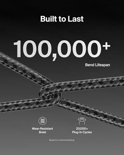 Belkin USB C to USB C Cable 2-Pack, 6.6ft, 60W - Type C Charger, iPhone Charger Cord, Soft, Braided, Flexible for iPhone 17, Galaxy S26, Pixel 10, Airpods, iPad Pro & More, Travel Essentials - Black — view 3