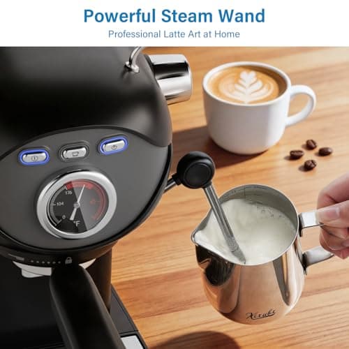 XIXUBX Espresso Machine, 20Bar Compact Espresso Maker with Milk Frother, PID Temperature Control, Low Vibration Coffee Maker for Small Kitchen, Home, Brews Latte, Cappuccino — view 3