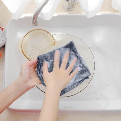 Homaxy 100% Cotton Waffle Weave Kitchen Dish Cloths, 4-Pack Ultra Soft Absorbent Dish Towels, Quick Drying Dish Rags, 12 x 12 Inches, Dark Grey — view 3