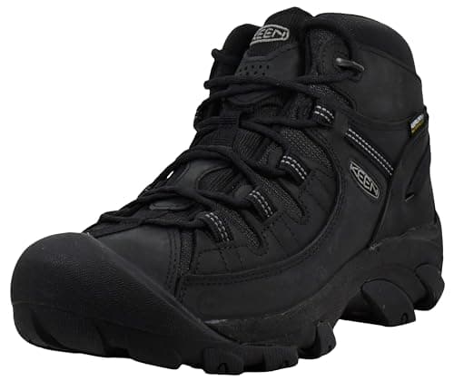KEEN Men's Targhee 2 Mid Height Waterproof Hiking Boots, Black/Black, 10