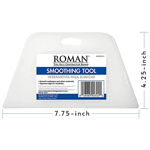 ROMAN’s Wallpaper Smoothing Tool for Home Improvement, Wallpaper Smoother for Installation, 7.75-Inch Wide, Plastic, White