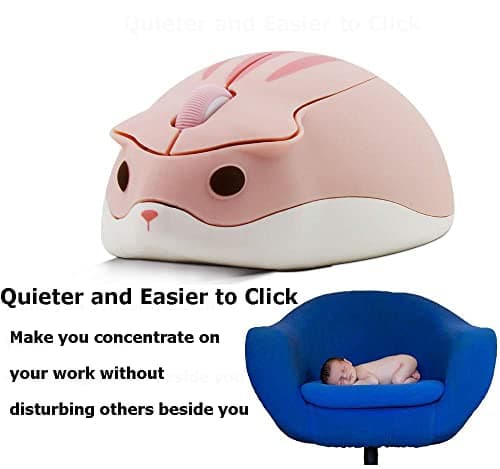2.4GHz Wireless Mouse Cute Hamster Shape Less Noice Portable Mobile Optical 1200DPI USB Mice Cordless Mouse for PC Laptop Computer Notebook MacBook Gaming Kids Girl Men Women Adults Gift (Pink) — view 4